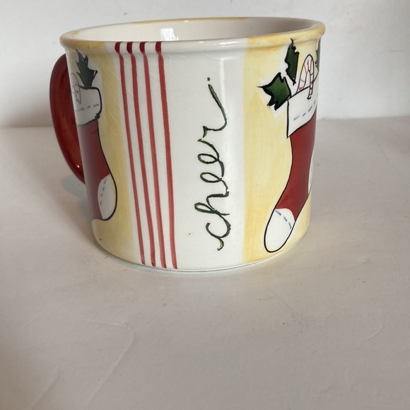 Eddie Bauer Home Cheer Red Yellow Stocking Coffee Tea Mug Cup Large 16 oz - Picture 7 of 11